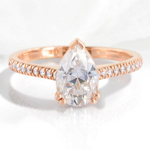 Grace’s Solitaire | 1.7CT Pear Cut Lab Diamond Engagement Ring.