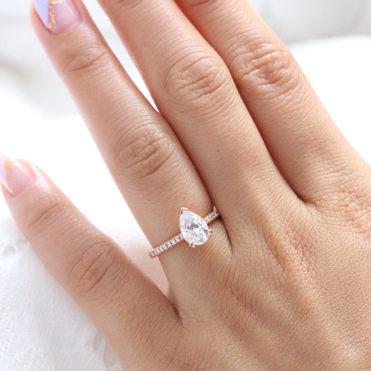 Grace’s Solitaire | 1.7CT Pear Cut Lab Diamond Engagement Ring.