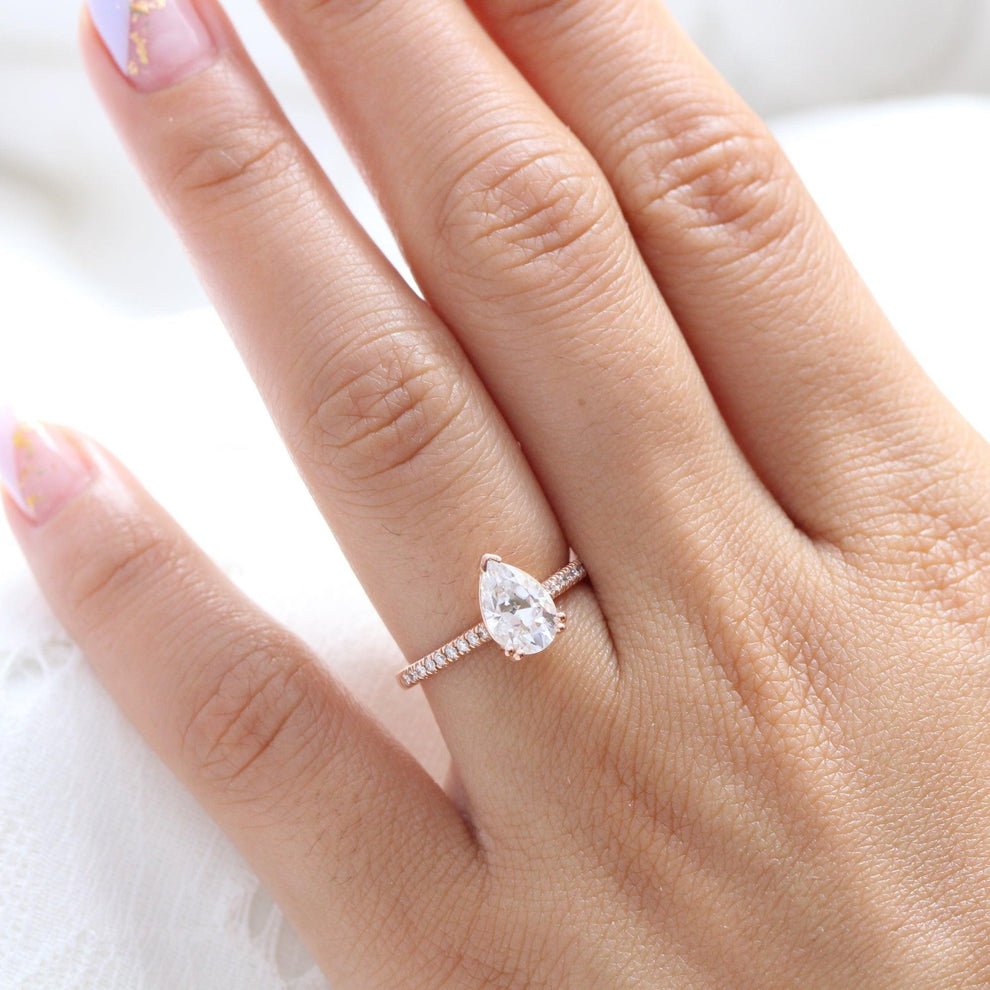 Grace’s Solitaire | 1.7CT Pear Cut Lab Diamond Engagement Ring.