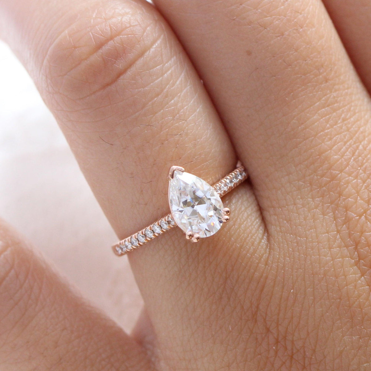 Grace’s Solitaire | 1.7CT Pear Cut Lab Diamond Engagement Ring.