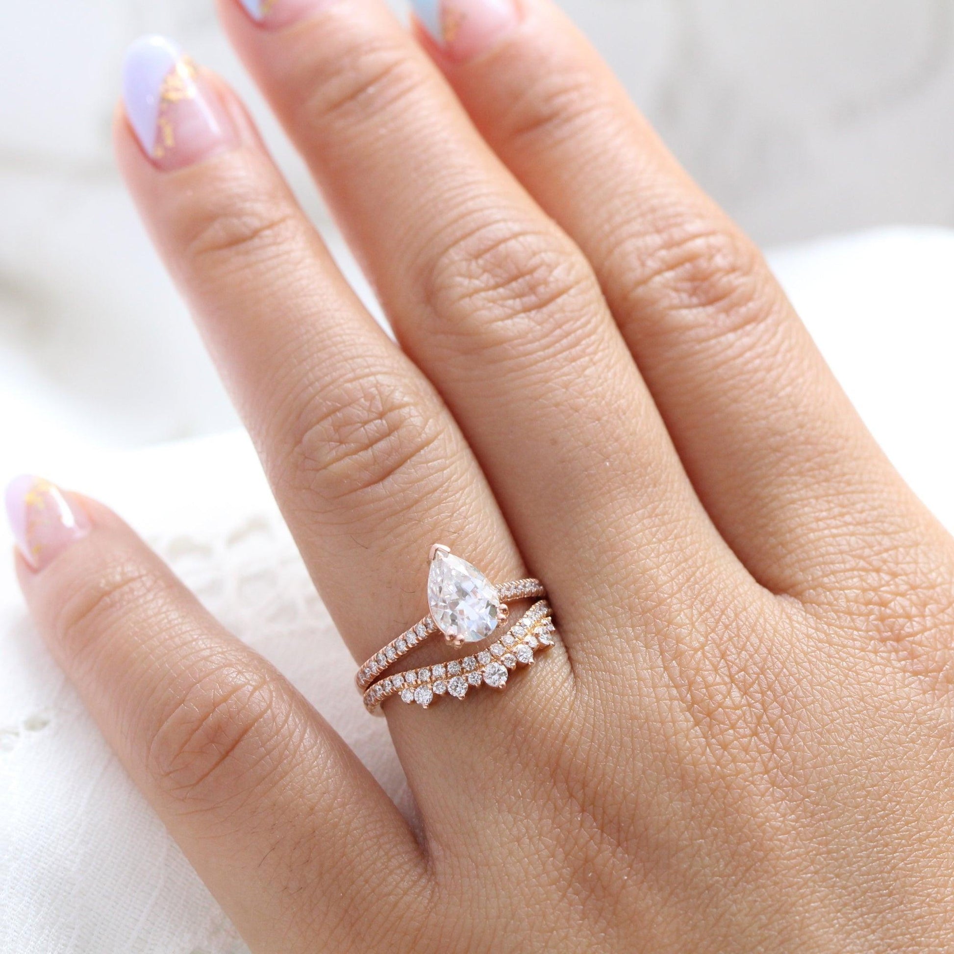 Grace’s Crown | Pear Lab Diamond Solitaire Bridal Set 2pcs.