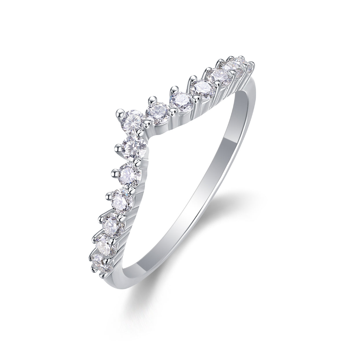 V-Shaped Crown Half Eternity Stacking Ring - Stellaradorn