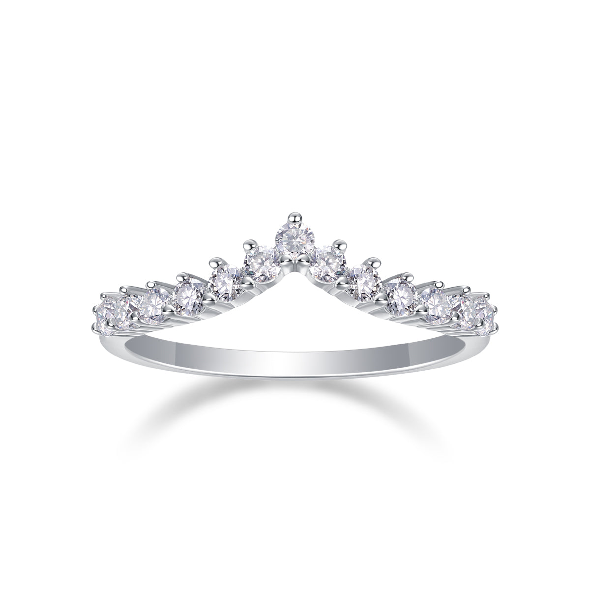 V-Shaped Crown Half Eternity Stacking Ring - Stellaradorn