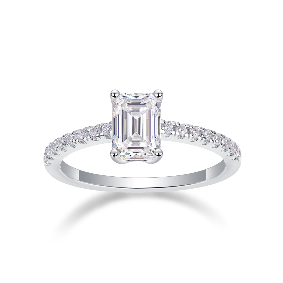 Radiant Emerald-Cut Moissanite Solitaire Ring - Stellaradorn