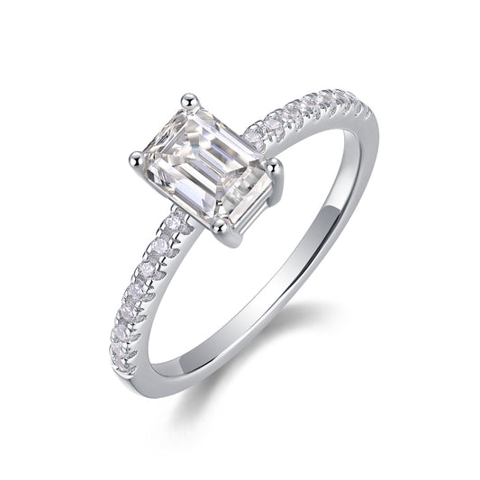 Radiant Emerald-Cut Moissanite Solitaire Ring - Stellaradorn