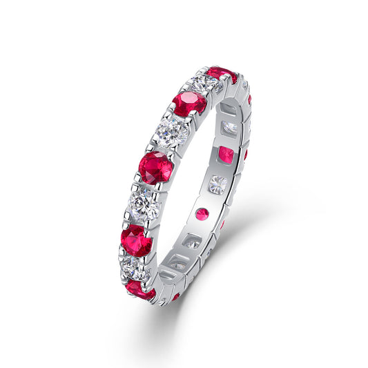 Radiant Ruby Eternity Stacking Ring