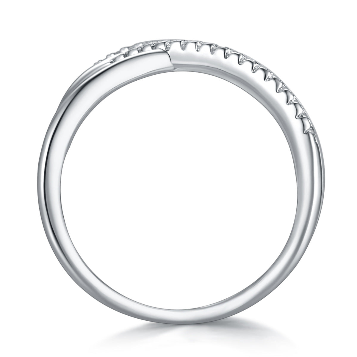 Criss Cross X-Shaped Half Eternity Stacking Ring