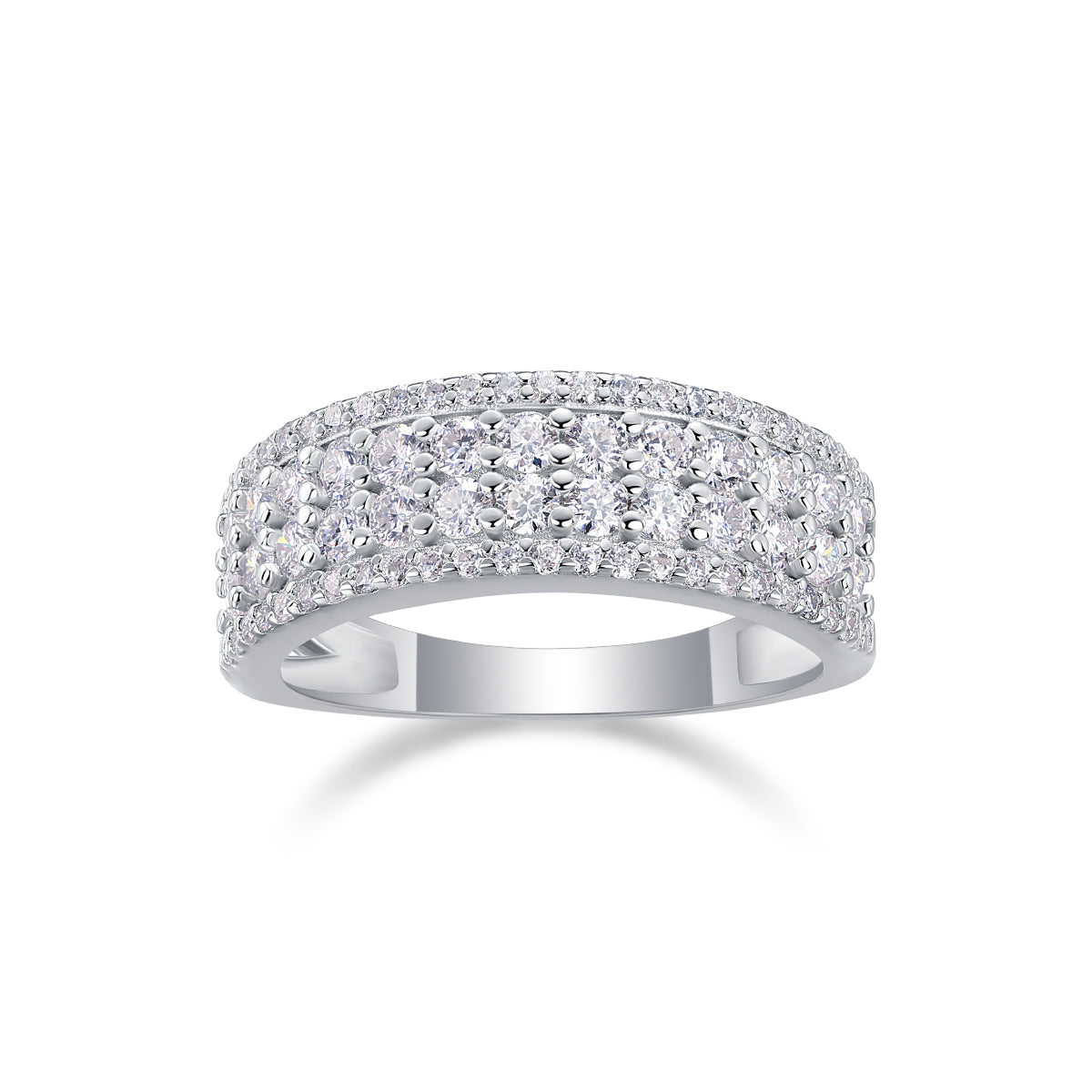 Radiant Four-Row Half Eternity Ring