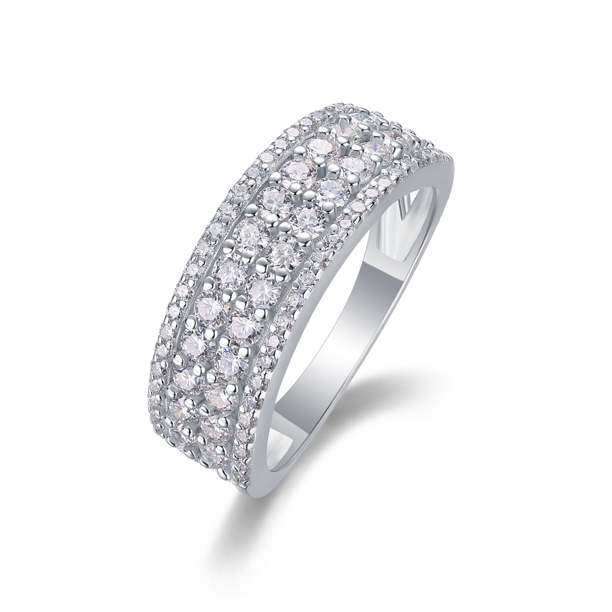 Radiant Four-Row Half Eternity Ring