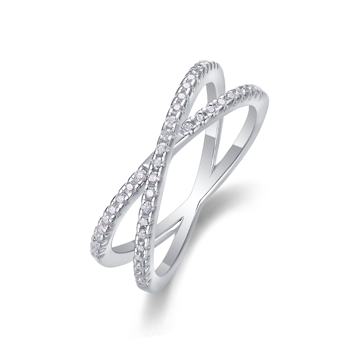 Criss Cross X-Shaped Half Eternity Stacking Ring - Stellaradorn