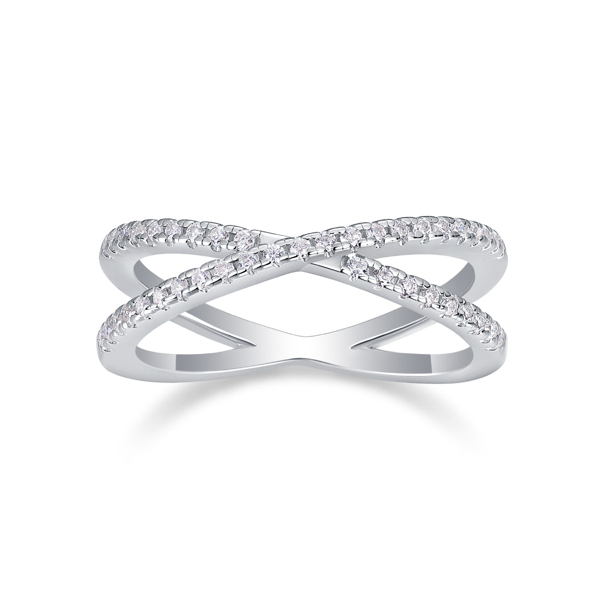 Criss Cross X-Shaped Half Eternity Stacking Ring - Stellaradorn