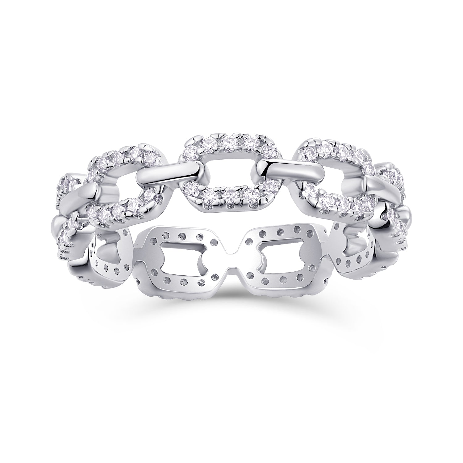 Dazzling Silver Chain-Link Eternity Ring - Stellaradorn