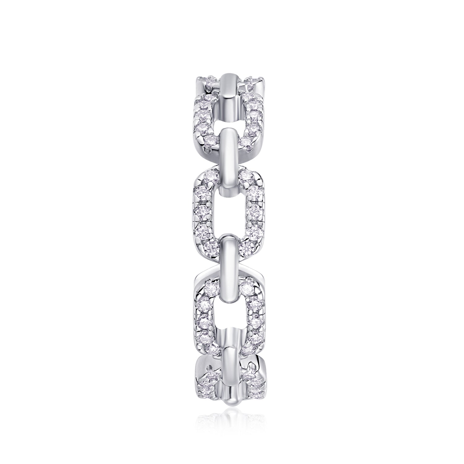 Dazzling Silver Chain-Link Eternity Ring - Stellaradorn