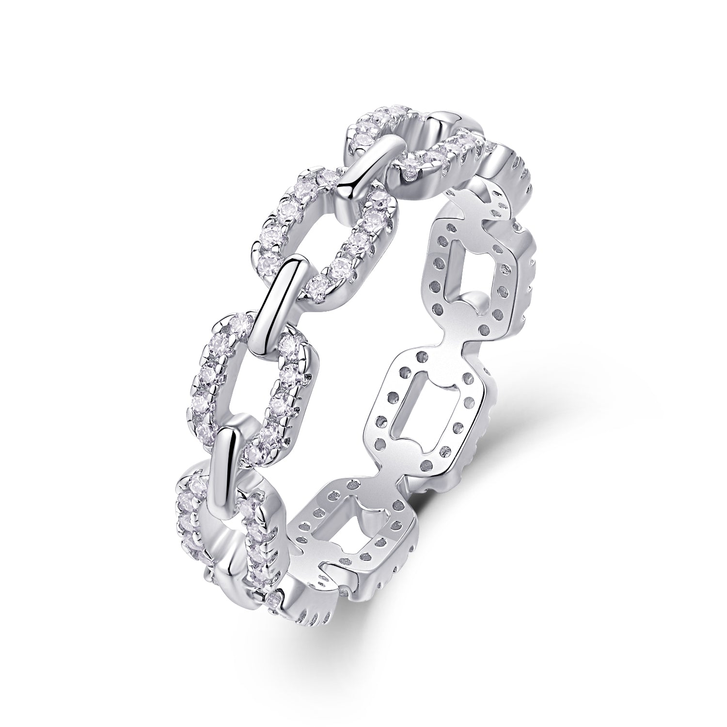 Dazzling Silver Chain-Link Eternity Ring - Stellaradorn