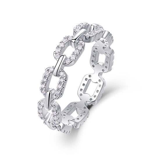 Dazzling Silver Chain-Link Eternity Ring - Stellaradorn