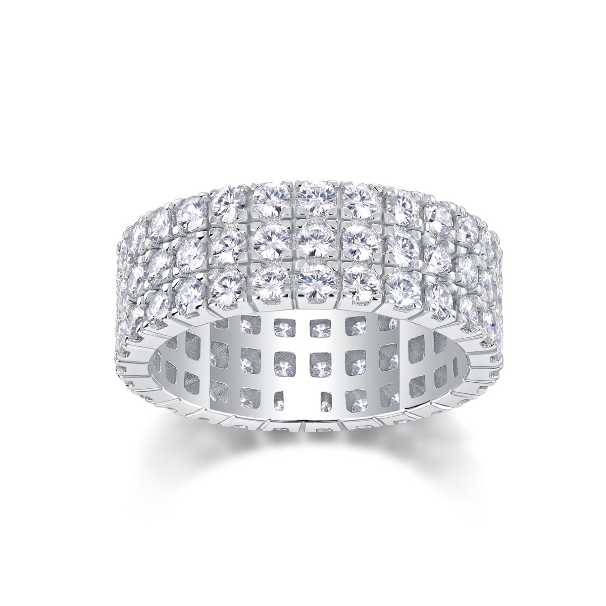 Wide Multi-Row Moissanite Band Stacking Ring