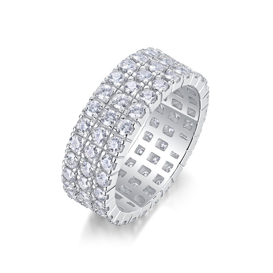 Wide Multi-Row Moissanite Band Stacking Ring