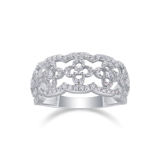 Elegance of Blossoms Clover Moissanite Wedding Ring - Stellaradorn