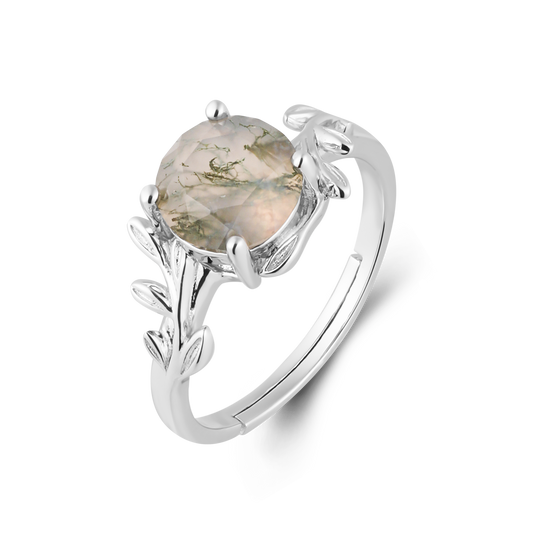 Moss Agate Solitaire Ring - Stellaradorn