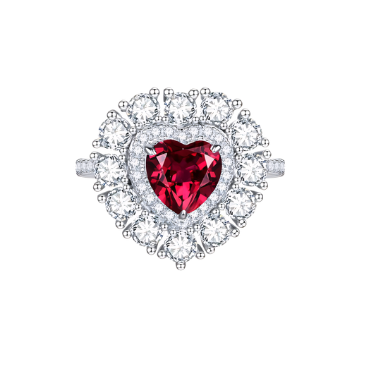 Sparkle Rubby Heart Halo Ring - Stellaradorn