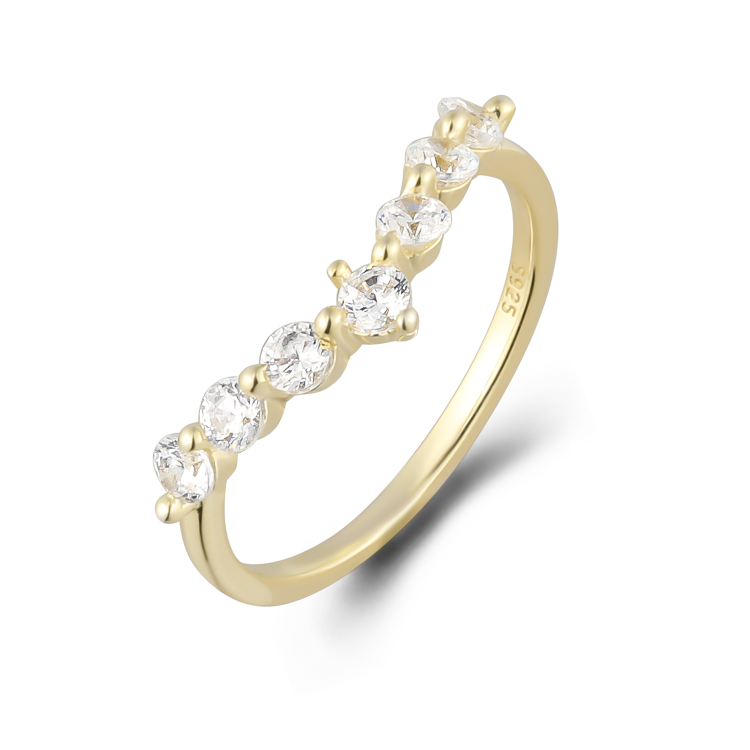 V-shaped Crown Moissanite Gold Stacking Ring - Stellaradorn