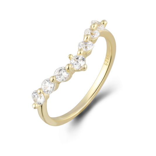 V-shaped Crown Moissanite Gold Stacking Ring - Stellaradorn