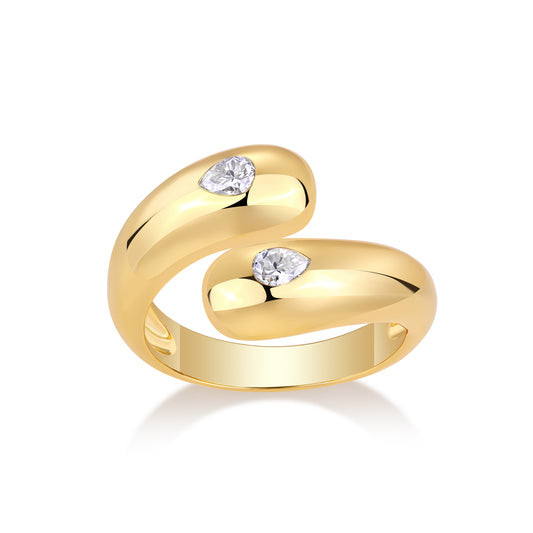 Golden Teardrop Open Wrap  Dome Ring - Stellaradorn