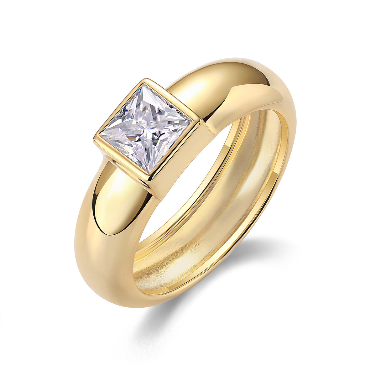 Minimalist Gold Princess-cut Solitaire Ring - Stellaradorn