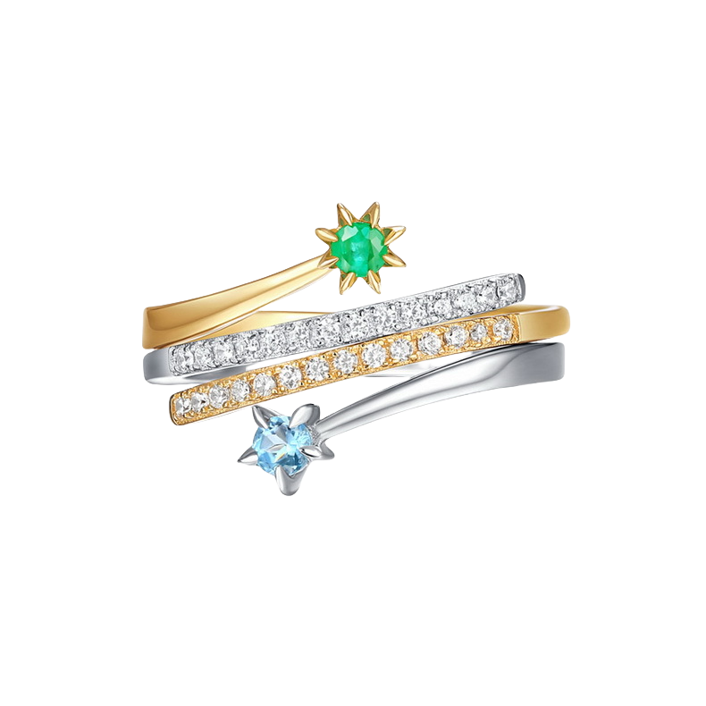 Star and Moon Stackable Ring Set - Stellaradorn