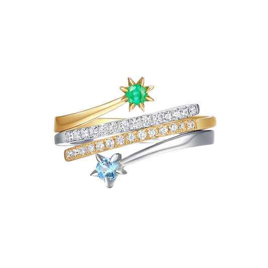 Star and Moon Stackable Ring Set - Stellaradorn