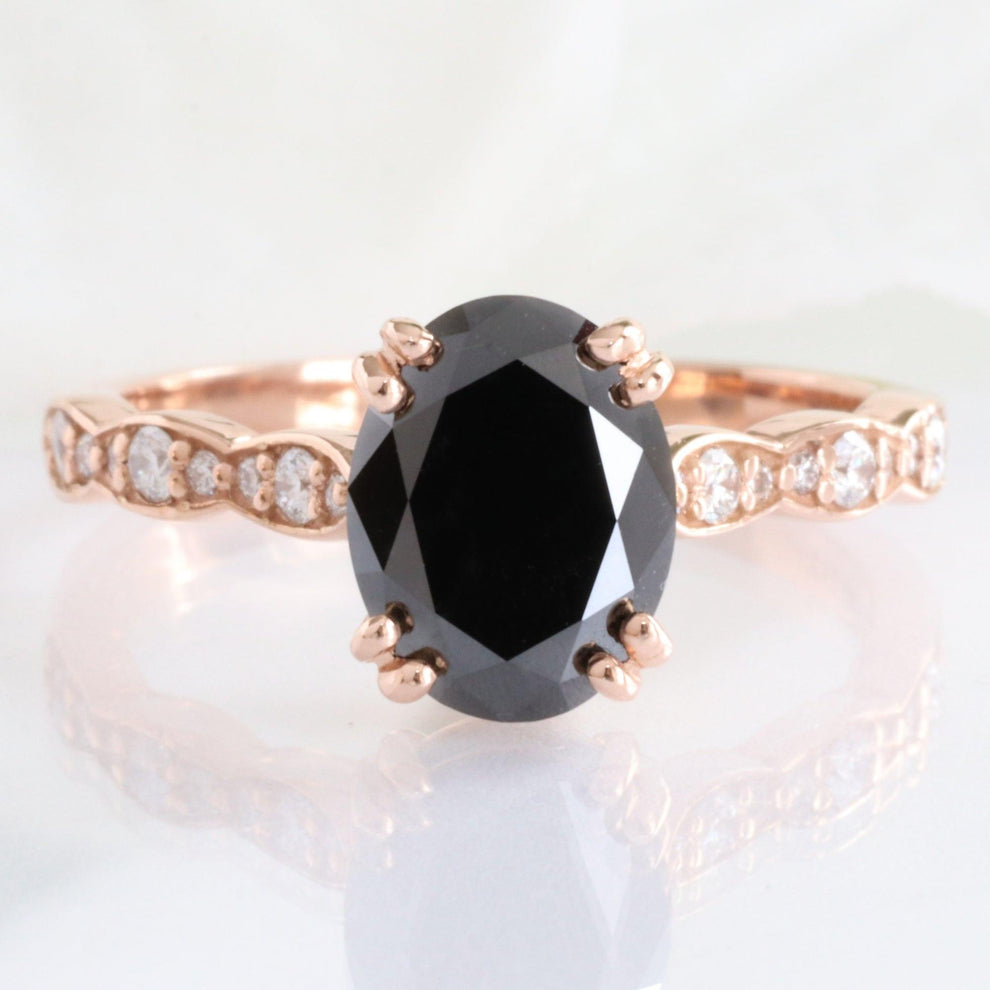 Grace’s Scallop | Oval Black Diamond Solitaire Engagement Ring.