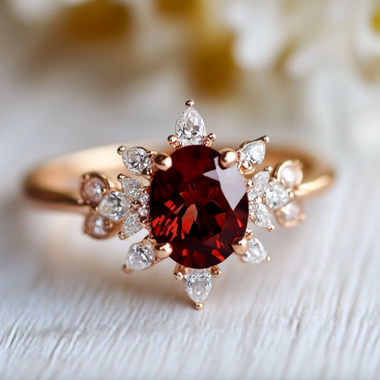Scarlett’s Midnight | Oval Garnet Engagement Ring