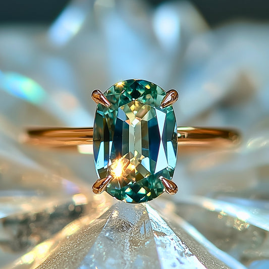 Juliana 2CT Oval Cut Green Moissanite Ring