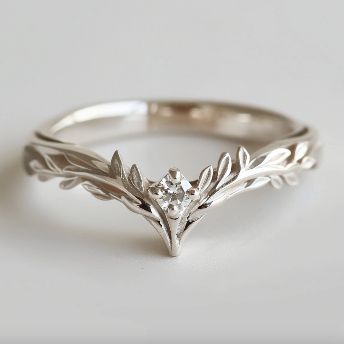 Angel’s Garden | Diamond Leaf Wedding Band.