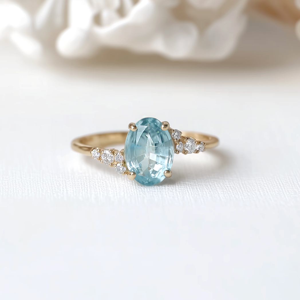 Marina’s Dew | Oval Aquamarine Engagement Ring.