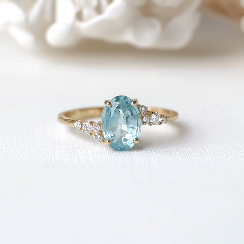 Marina’s Dew | Oval Aquamarine Engagement Ring.