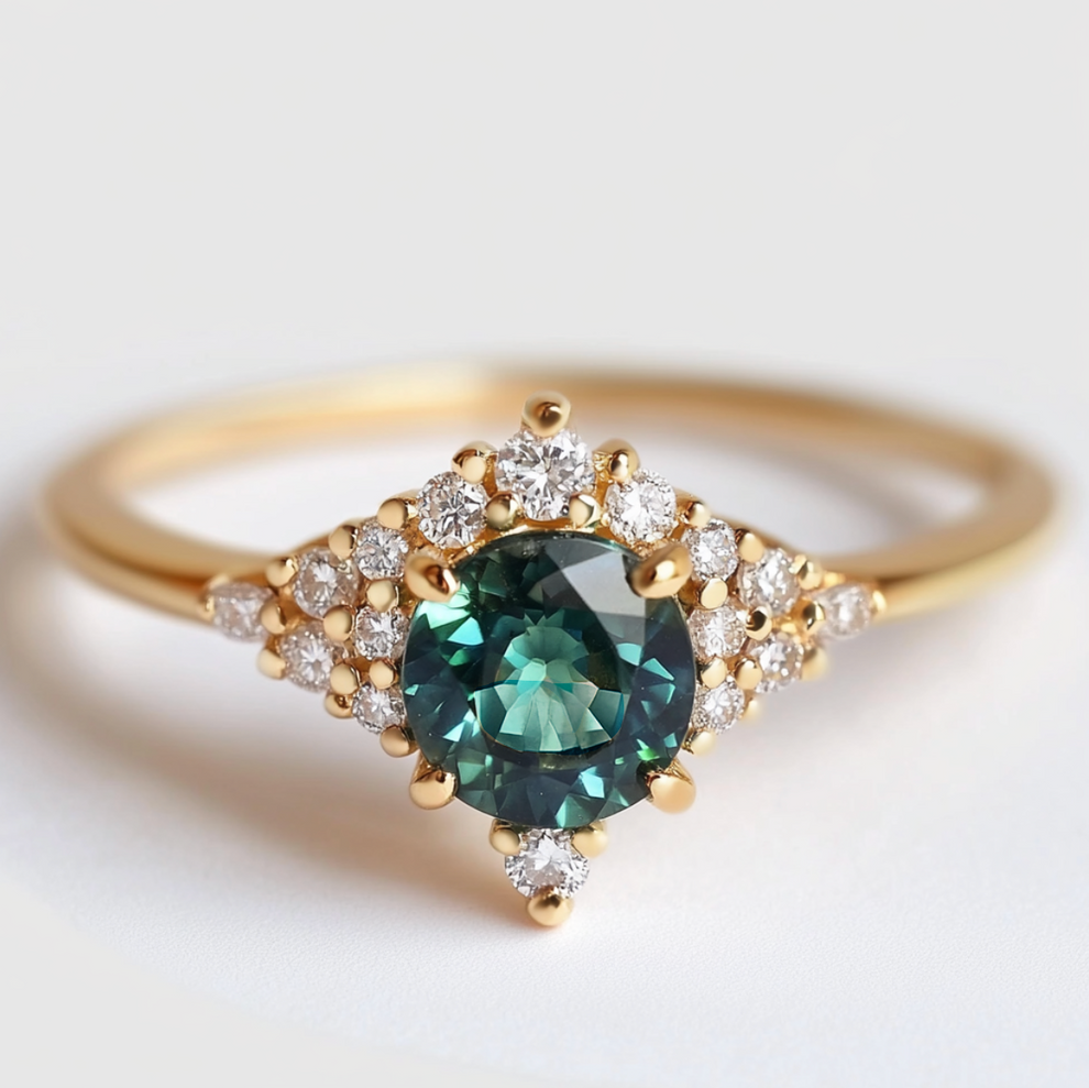 Aurora Grove Green Tourmaline Engagement Ring.