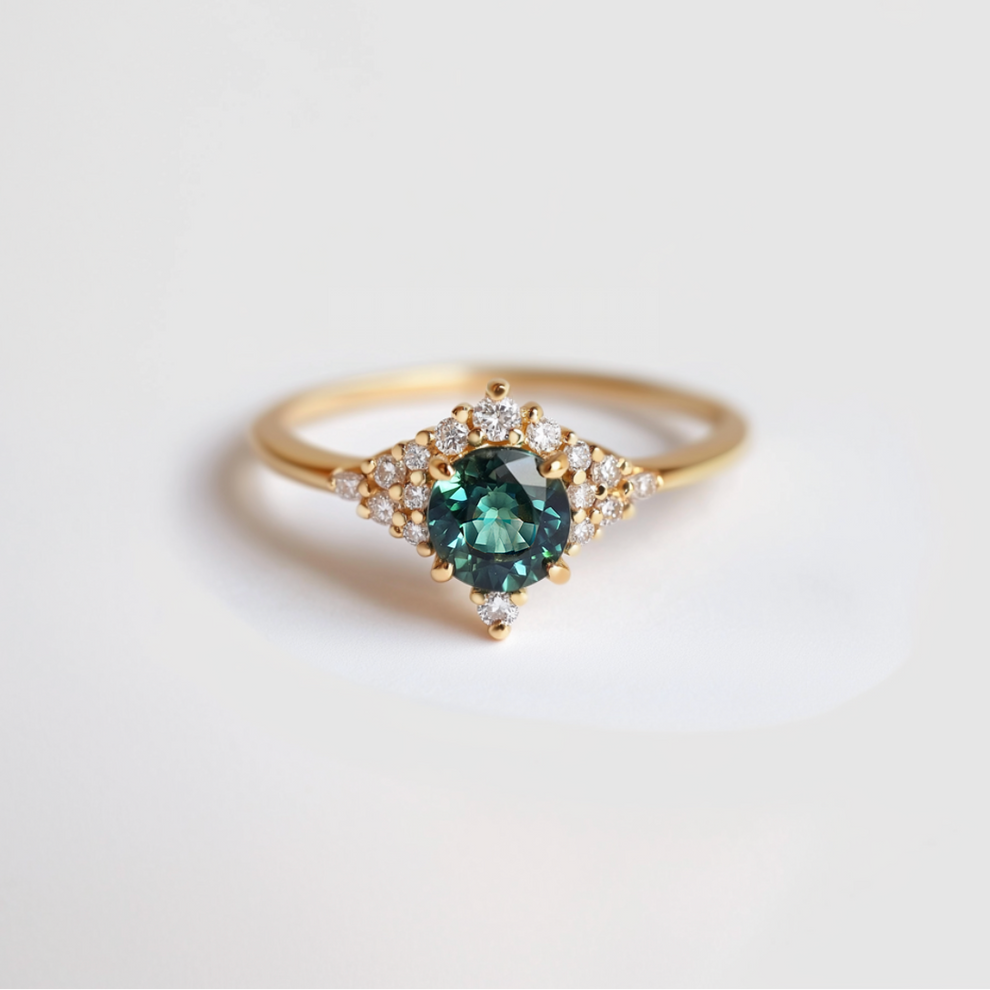 Aurora Grove Green Tourmaline Engagement Ring.
