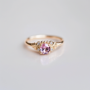 Luna’s Blush | Round Cut Rose Quartz Engagement Ring.