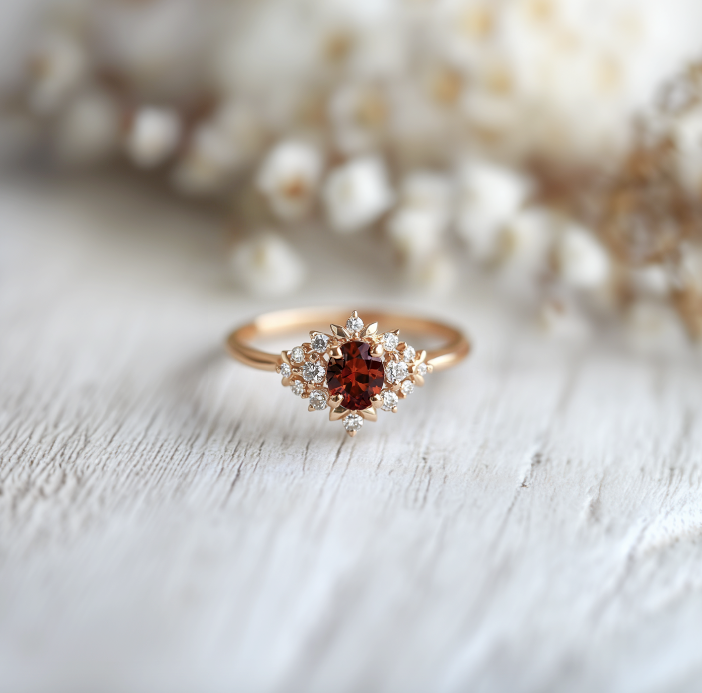 Red Velvet Garnet Engagement Ring, Red Garnet ring.
