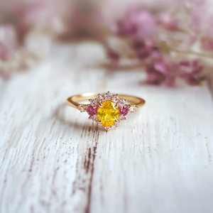 Sophie's Aura | Oval Cut Natural Yellow Sapphire Engagement Ring.