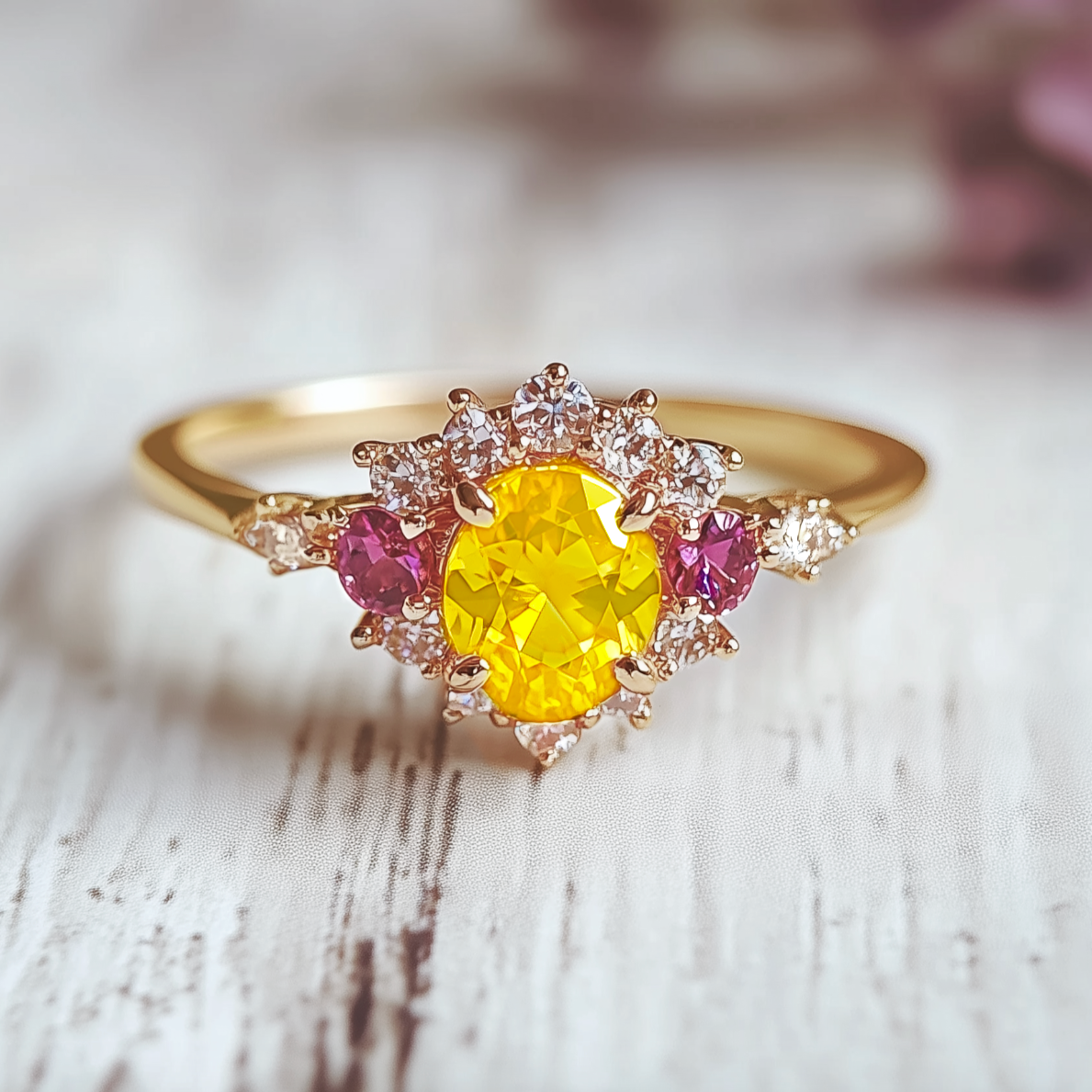 Sophie's Aura | Oval Cut Natural Yellow Sapphire Engagement Ring.