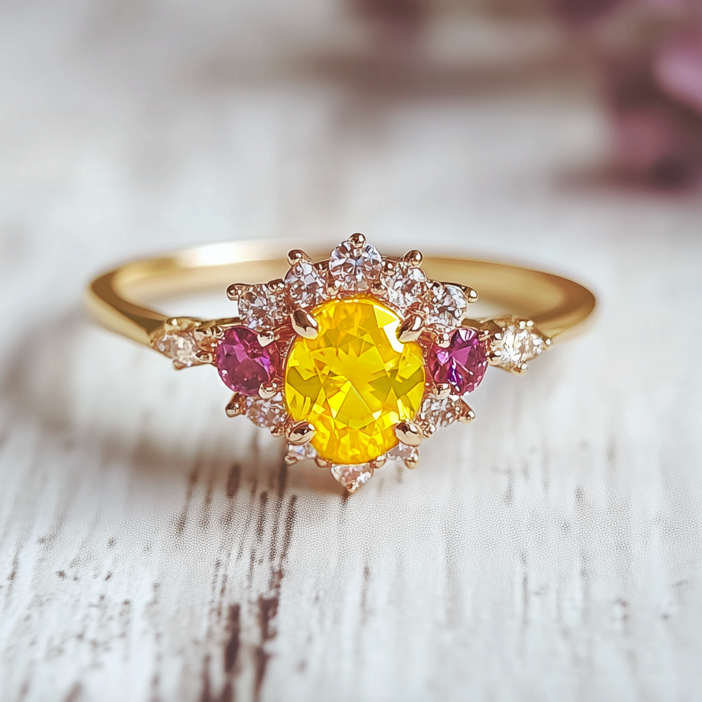 Sophie's Aura | Oval Cut Natural Yellow Sapphire Engagement Ring.