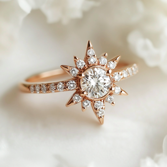 Astra 1CT Round Cut Moissanite Halo  Engagement Ring.