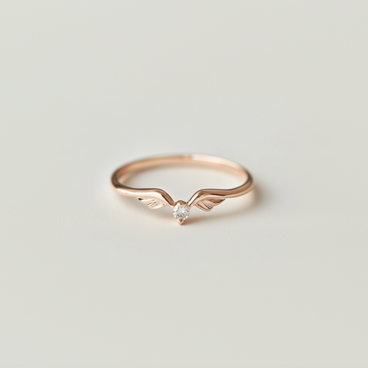 Angel‘s Whisper | V-Wing Solitaire Diamond Wedding Band.