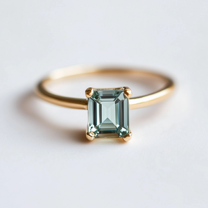 Gaia’s Solace | Emerald Cut Green Tourmaline Solitaire Engagement Ring.