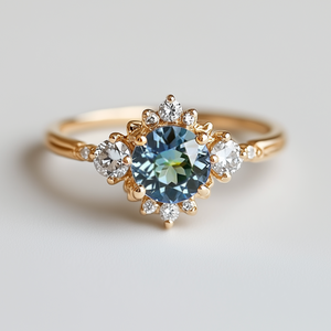 Stella’s Halo | Round Blue Sapphire Engagement Ring.
