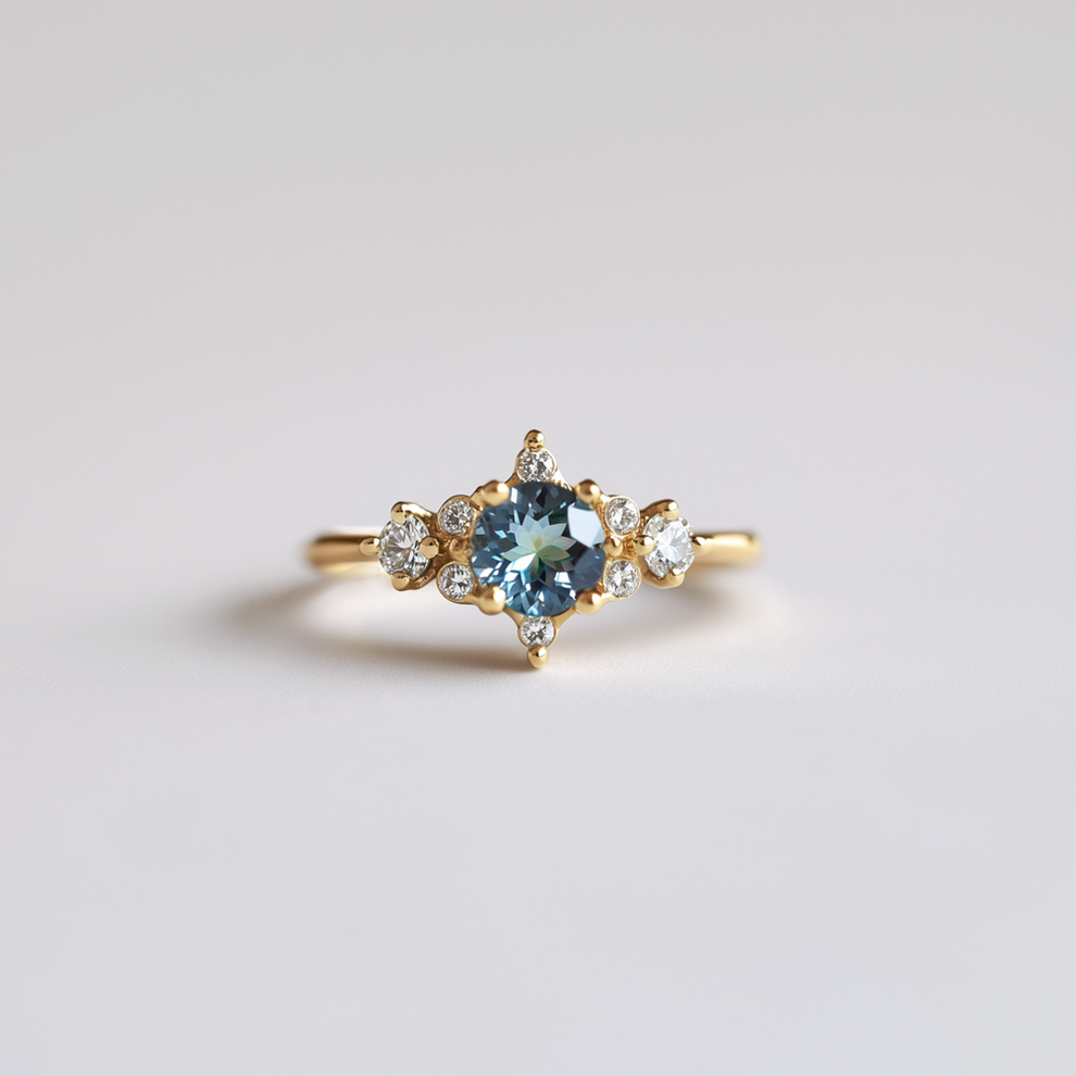 Selene’s Stillness | Classic Blue Sapphire Solitaire Engagement Ring.