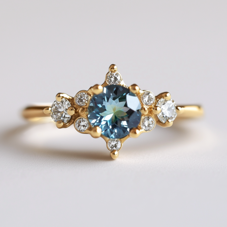 Selene’s Stillness | Classic Blue Sapphire Solitaire Engagement Ring.