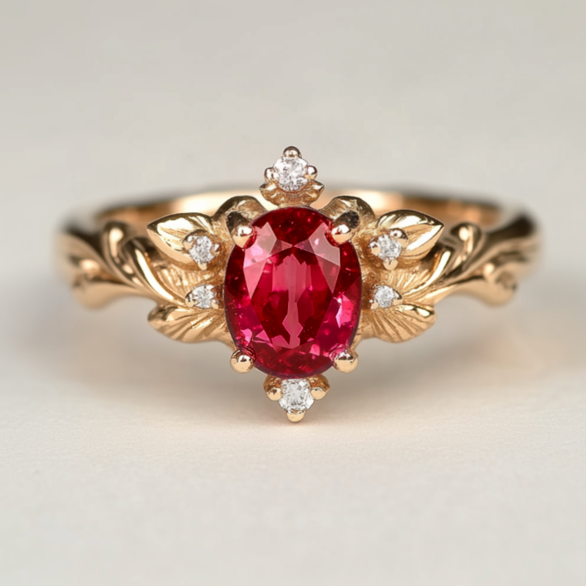 Aurora's Ember | Oval Ruby Vintage Engagement Ring.